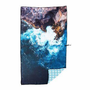 Whitley Willows Microfiber Printed Beach Towel Ocean Sea Cliff dark blue water